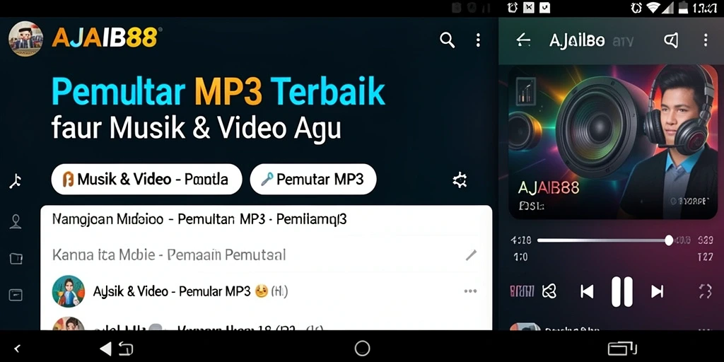 Tampilan antarmuka AJAIB88 yang modern dan user-friendly untuk Pemutar MP3.