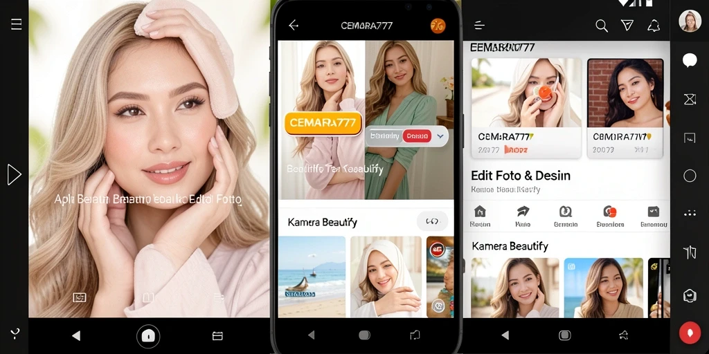 Screenshot utama CEMARA777 menunjukkan antarmuka aplikasi dengan fitur pengeditan yang menarik.